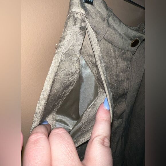 Zara Olive Green Slouchy Loose Fit Silky Jogger‎ Pants Size Small - Picture 5 of 9